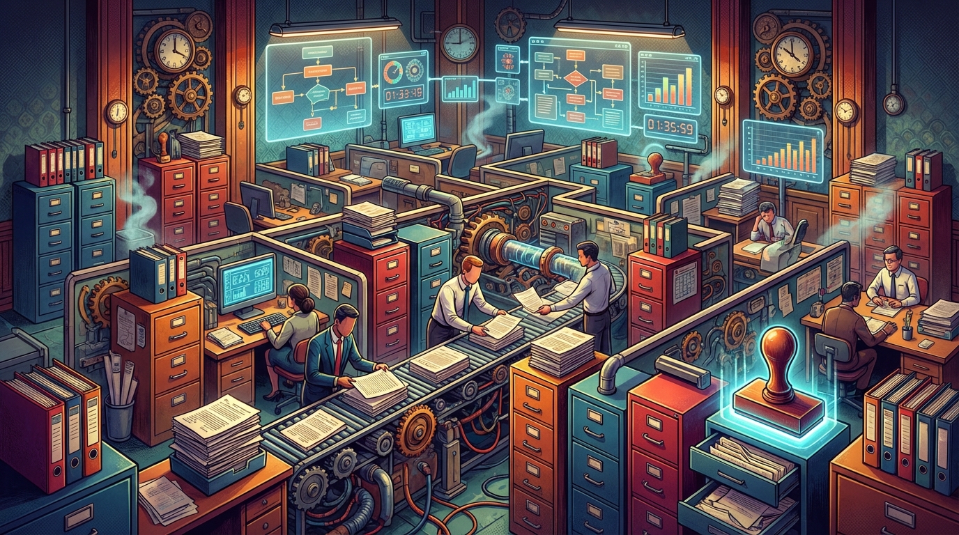 lær hvad bureaukrati betyder, og hvordan det påvirker virksomheders processer og effektivitet.